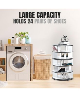 5-Tier Rotating Shoe Rack, 360° Revolving Lazy Susan Spinning Shoe Rack Tower Storage Organizer for Closet Entryway Bedroom Hallway