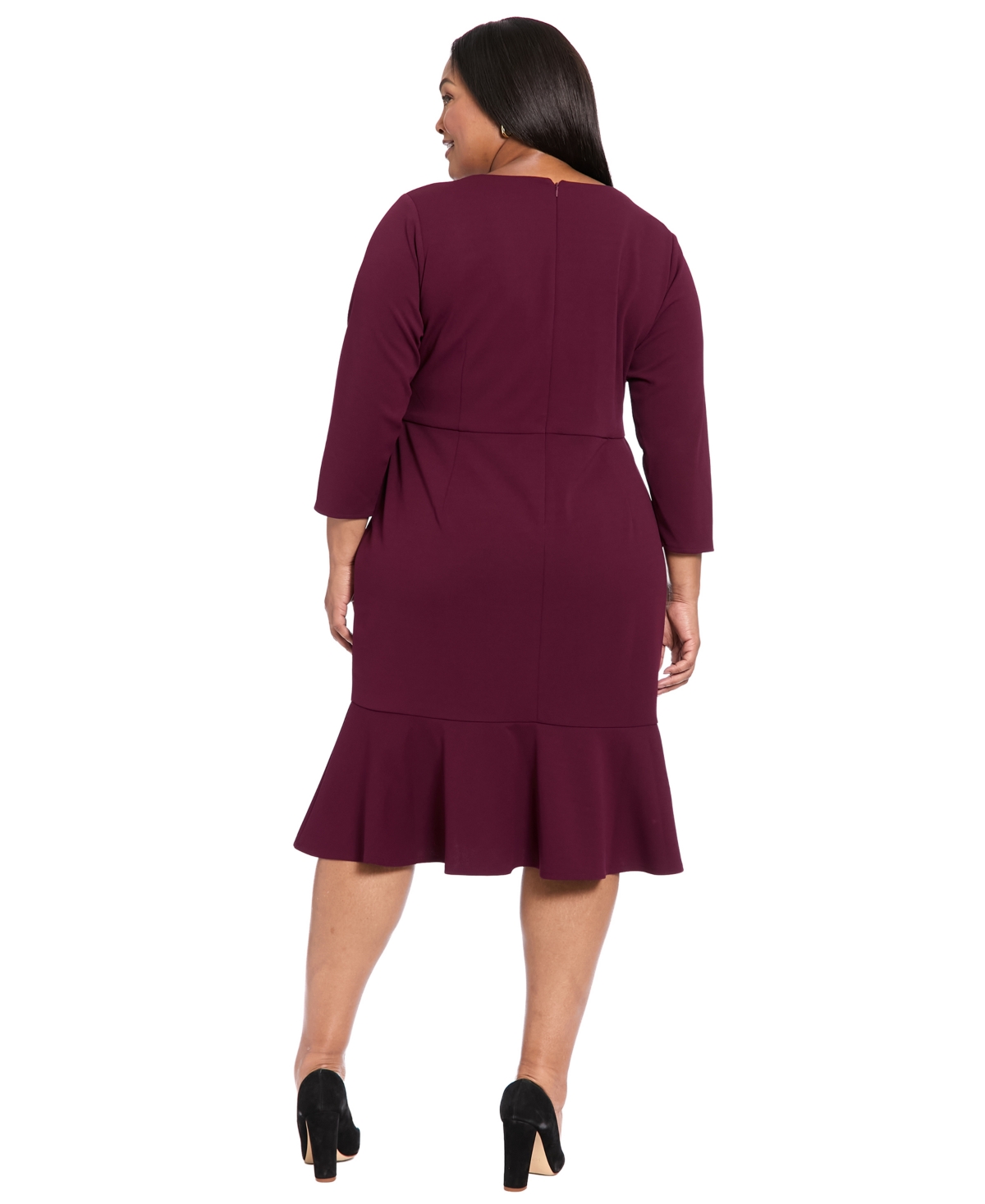 London Times Twist Front Flounce Hem Midi Dress In Purple