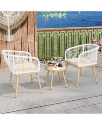 3-Piece Patio Bistro Conversation Set with 2 Chairs and Table for Backyard or Deck