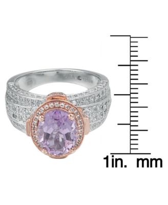 Suzy Levian Two-Tone Sterling Silver Oval Cut Center Topaz Cocktail Milano Ring