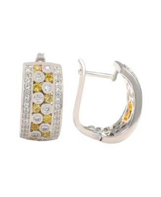 Suzy Levian Sterling Sapphire & Created Sapphire Multi-Set Huggie Hoop Earring