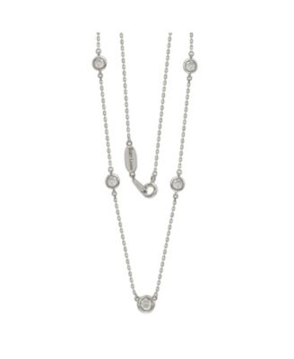 Suzy Levian Sterling Silver White Topaz 5 Stone Station Necklace