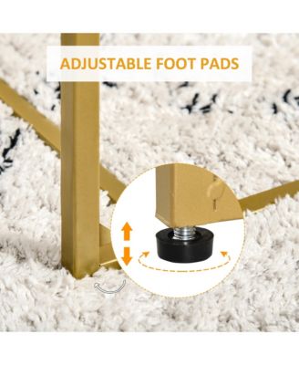 38" 2 Glass End Table, Living Room Table w/ Metal Frame,