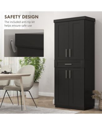 Kitchen Pantry with Doors and Drawer, Adjustable Shelves