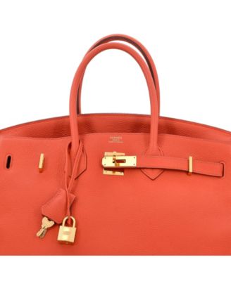 Pre-Owned Hermes Birkin 35 Handbag Orange Togo with Gold Hardware
