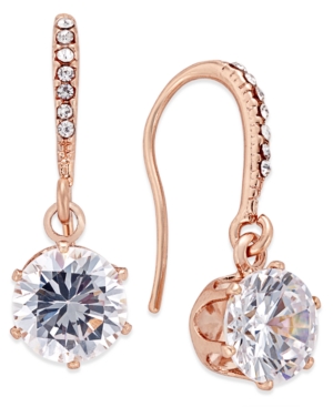 image of Charter Club Rose Gold-Tone Cubic Zirconia Drop Earrings, Created for Macy-s