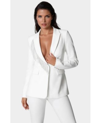 Women's Rhinestone Fringe Tailored Blazer