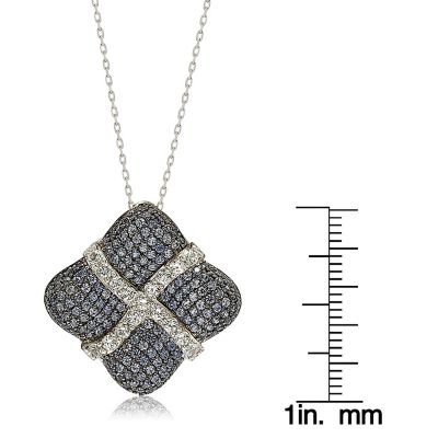 Suzy Levian Sterling Silver Sapphire & Created White Sapphire Wrapped Cushion Pendant