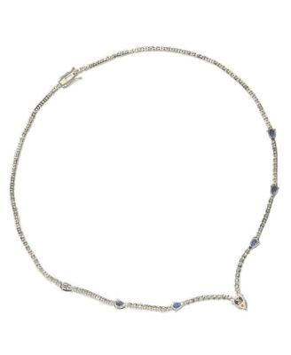 Suzy Levian Sterling Silver Pear-Cut Sapphire & Created White Sapphire Evening Necklace