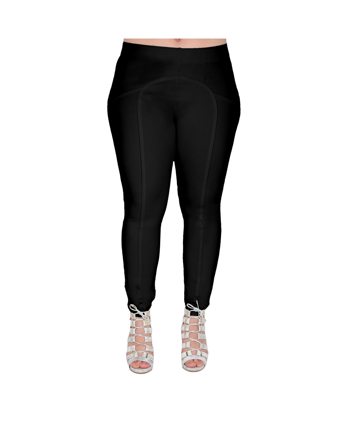 Plus Size Ivory Stretch Ponte Skinny Legging Pants - Black