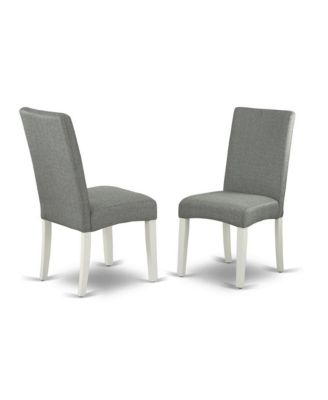 3 Piece Wood Dining Table Set Includes 1 Drop Leaves Dining Room Table and 2 Grey Linen Fabric Padded Chair with High Back - Linen White Finish