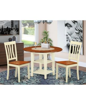 3-Piece Wood Buttermilk & Cherry Slatted Back Dining Set