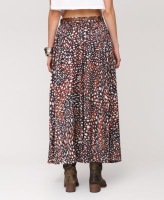 Women's High Slit Western Belt Maxi Skirt