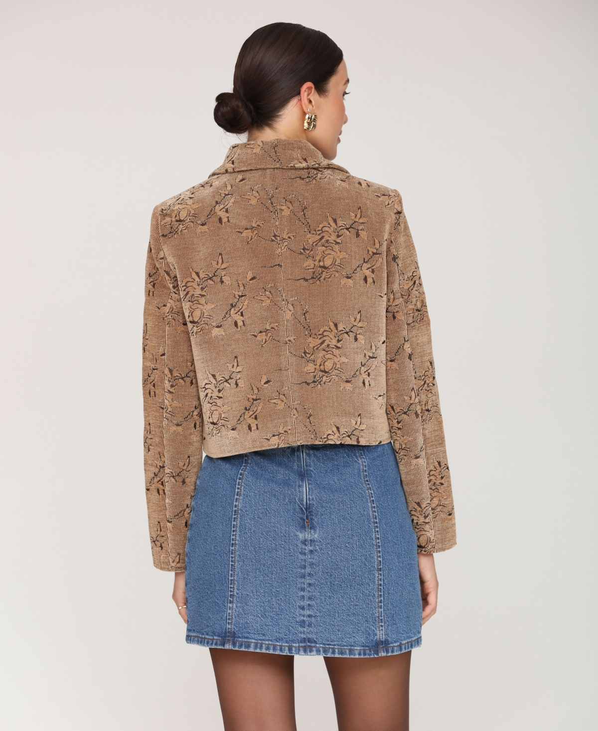 Avec Les Filles Crop Corduroy Jacket In Brown