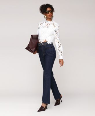 Women's Studded Belt High Rise Boot Cut Jeans