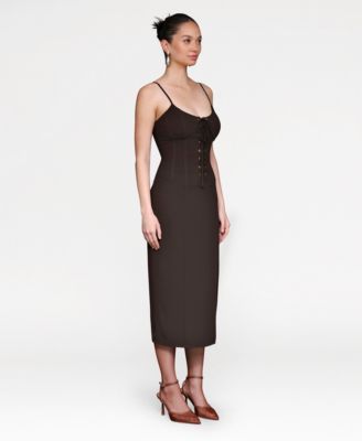 Women's Lace Up Corset Midi Dress