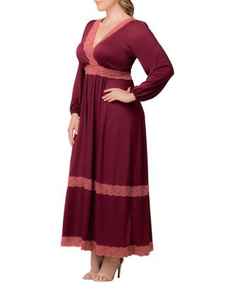 Women's Plus Size Lara Lace Trim Long Dress