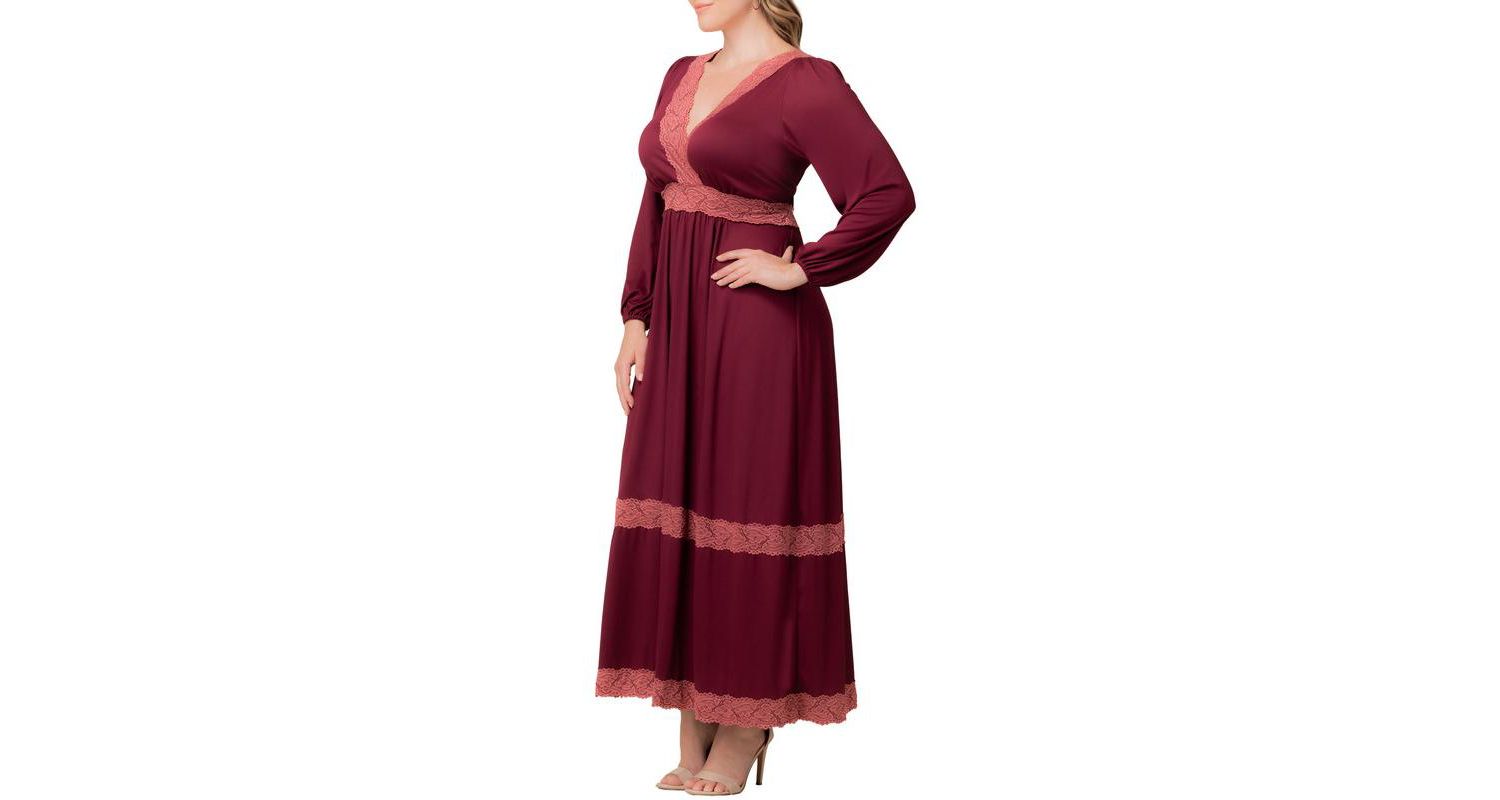 Women's Plus Size Lara Lace Trim Long Dress