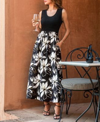 Women's Lily Petals Floral Midi Beach Dress