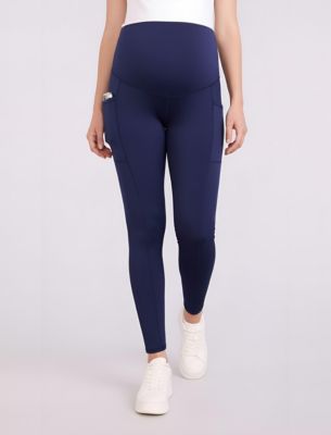 Women's Over the Belly Side Pocket Active Maternity Leggings - Motherhood Maternity