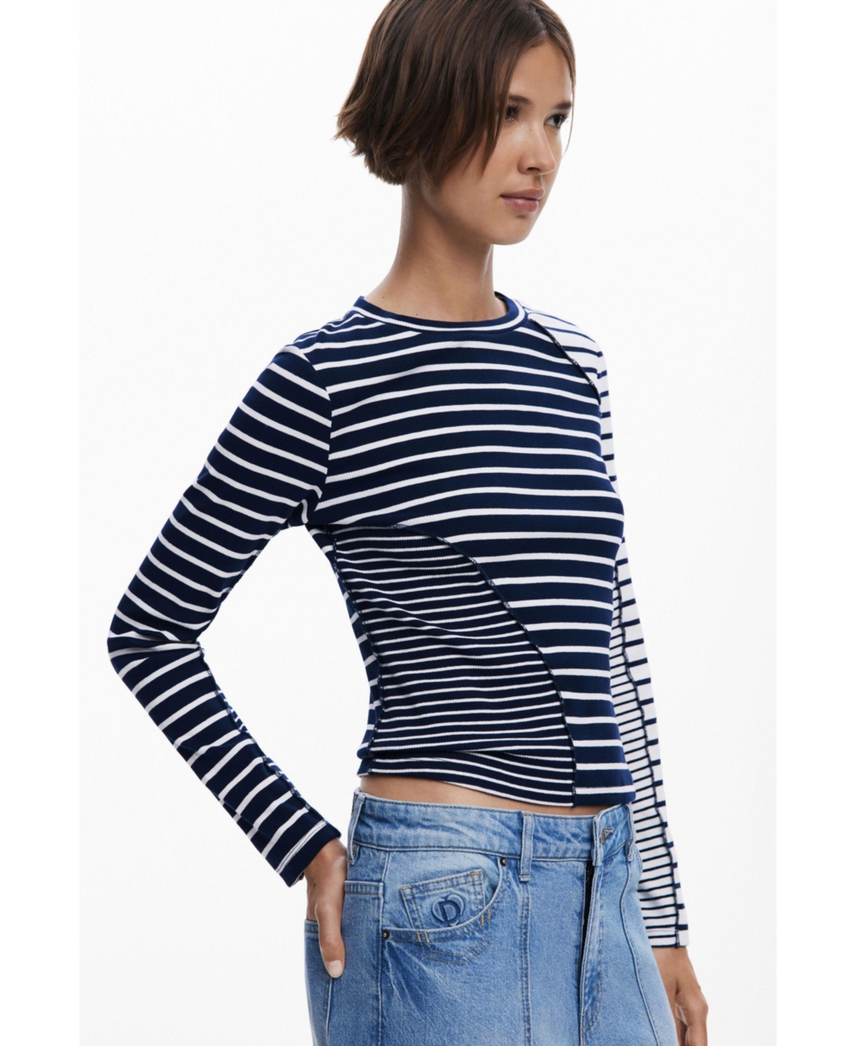 Desigual Women's Combined striped T-shirt
