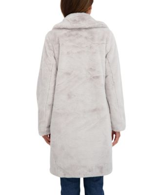 Women's Faux Fur Notch Collar 3/4 Coat