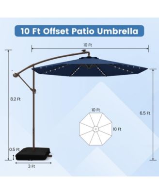 10 Feet Solar Offset Hanging Umbrella with 40 Lamp Beads and Solar Panel