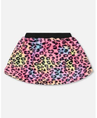 Girl Faux Fur Skirt Multicolor Leopard - Child
