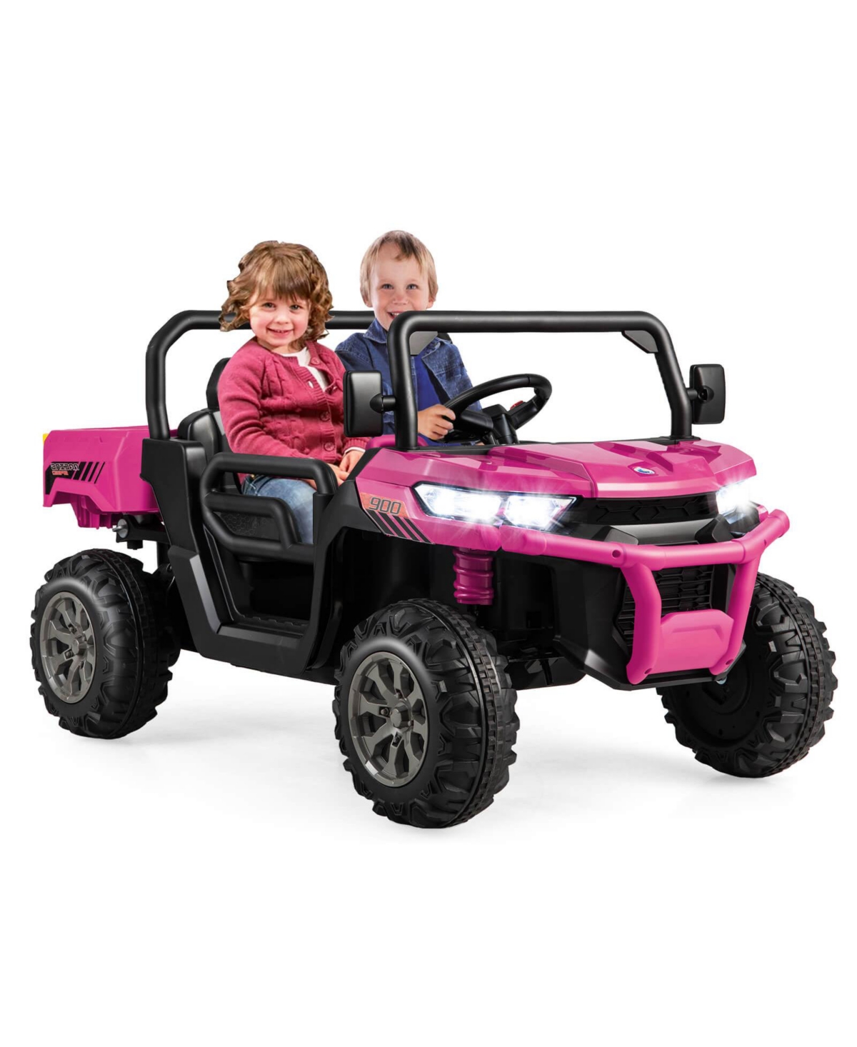 2-Seater Kids Ride-On Dump Truck with Dump Bed and Shovel - Pink