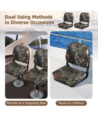 2-Piece Folding Boat Seat Set with Sponge Padding - Camouflage