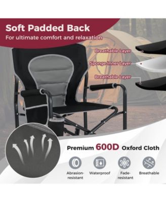 Outdoor Rocker Camping Chair with Dual Springs and Padded Back