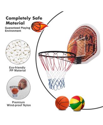 Wall Mounted Fan Backboard with Basketball Hoop and 2 Nets for Indoor/Outdoor Play