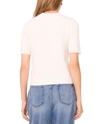 Saddle Short Sleeve Crewneck Sweater