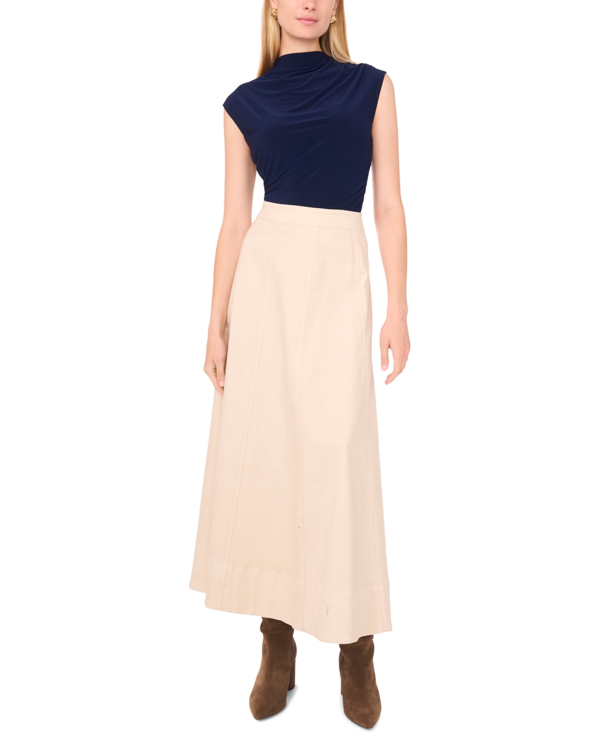 1.state Women's Draped Sleeve Mock Neck Knit Top In Blue