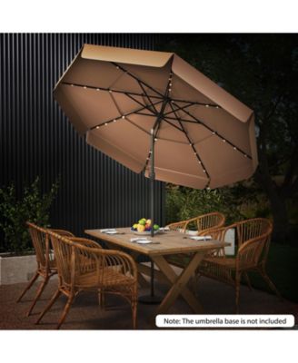 10 Feet Solar Patio Umbrella with 3-Tier Vented Top-Gray