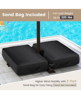 10 Feet Solar Offset Hanging Umbrella with 40 Lamp Beads and Solar Panel