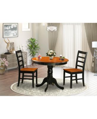 Dining furniture set - 3 Pcs with 2 Wooden Chairs in Black and Cherry