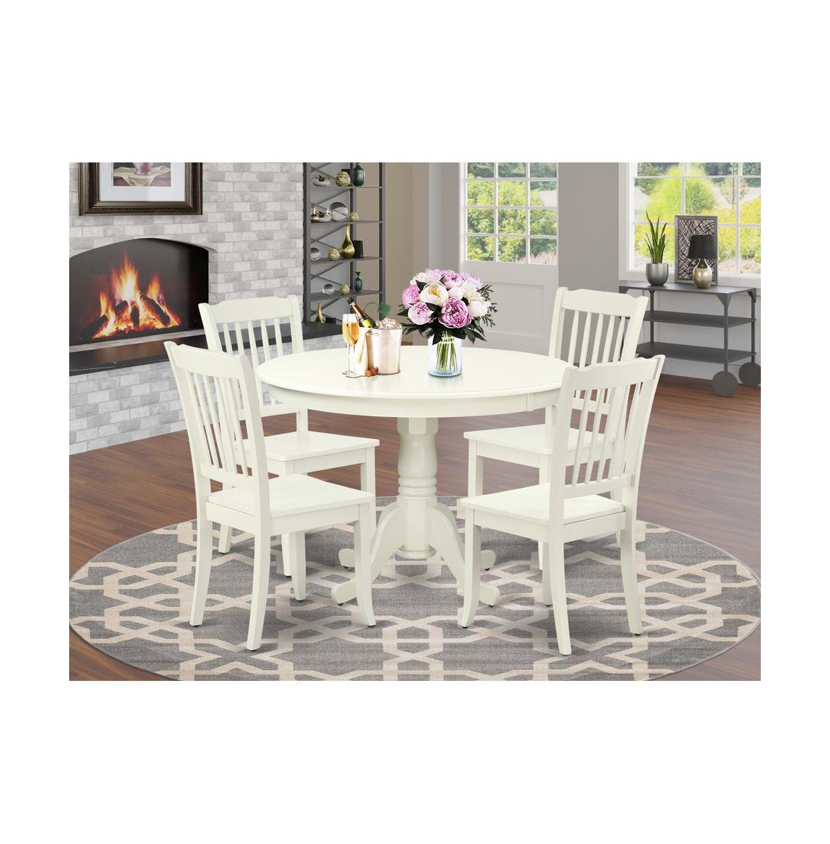 East West Furniture Dining Room Set Linen White