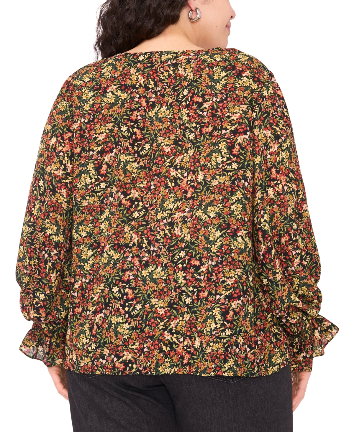 Vince Camuto Plus Size Balloon Sleeve V-neck Blouse In Red