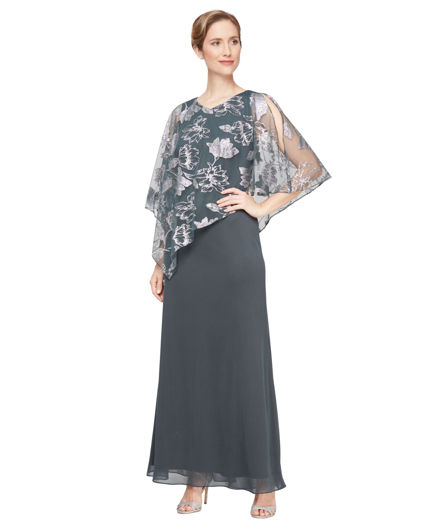 Women's Novelty Asymmetric Overlay Bodice Gown