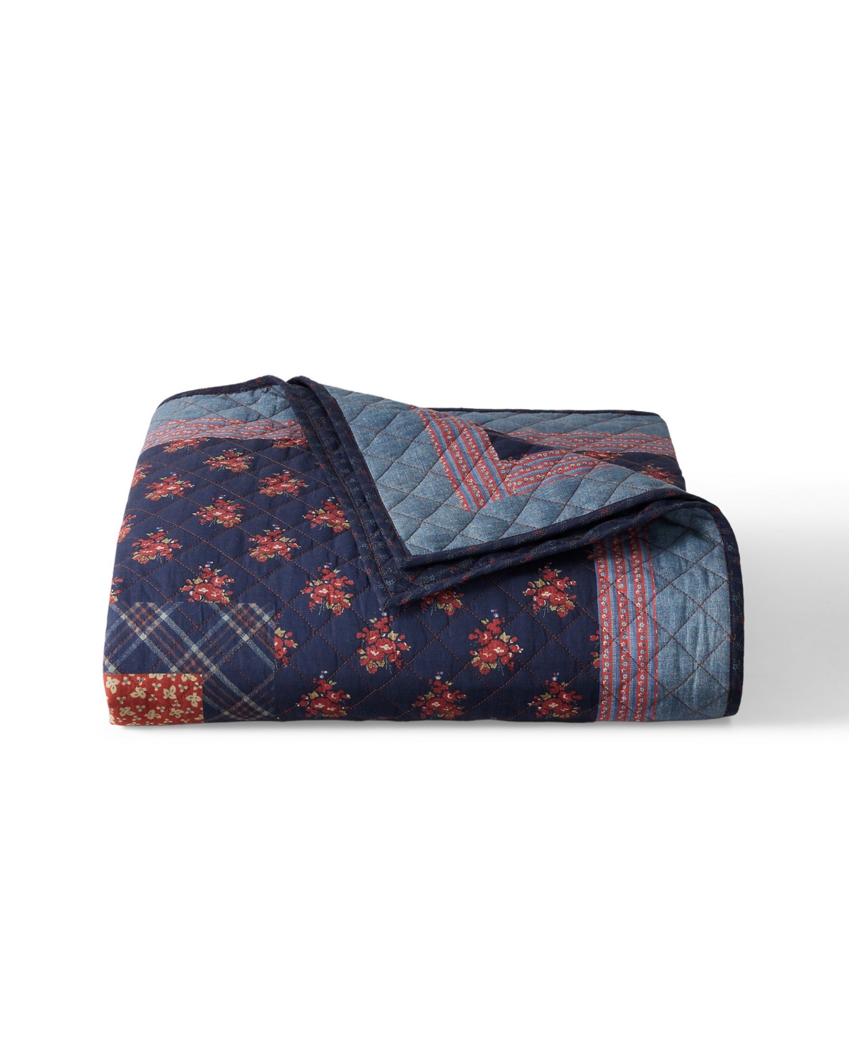 Ralph Lauren Claremont Soft Cotton Floral Quilt, King In Red