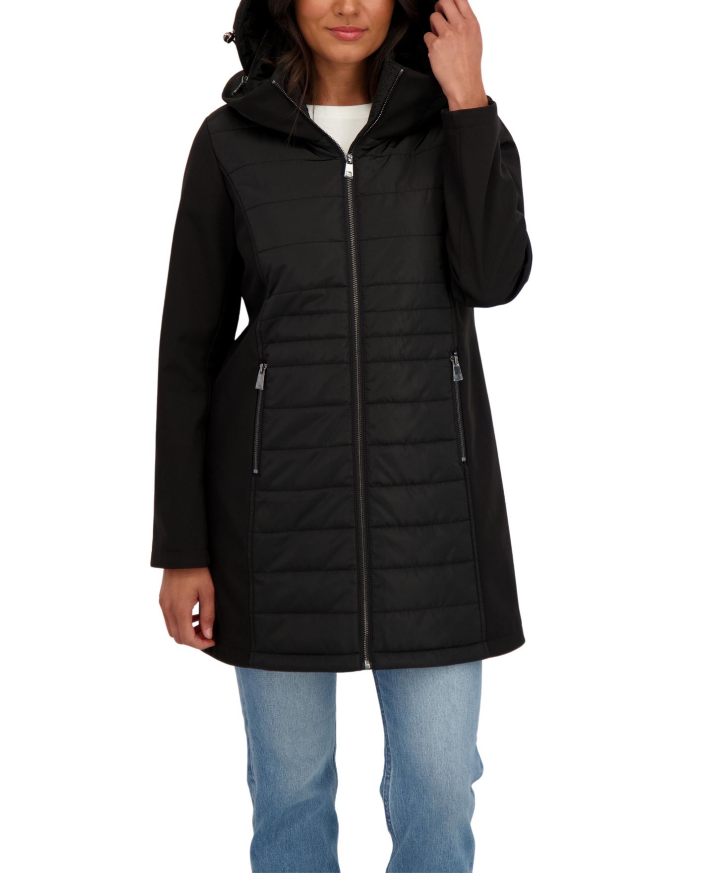 Женские куртки Sebby Collection 3/4 Mix Media Softshell, цвет: Чёрный — фото 4