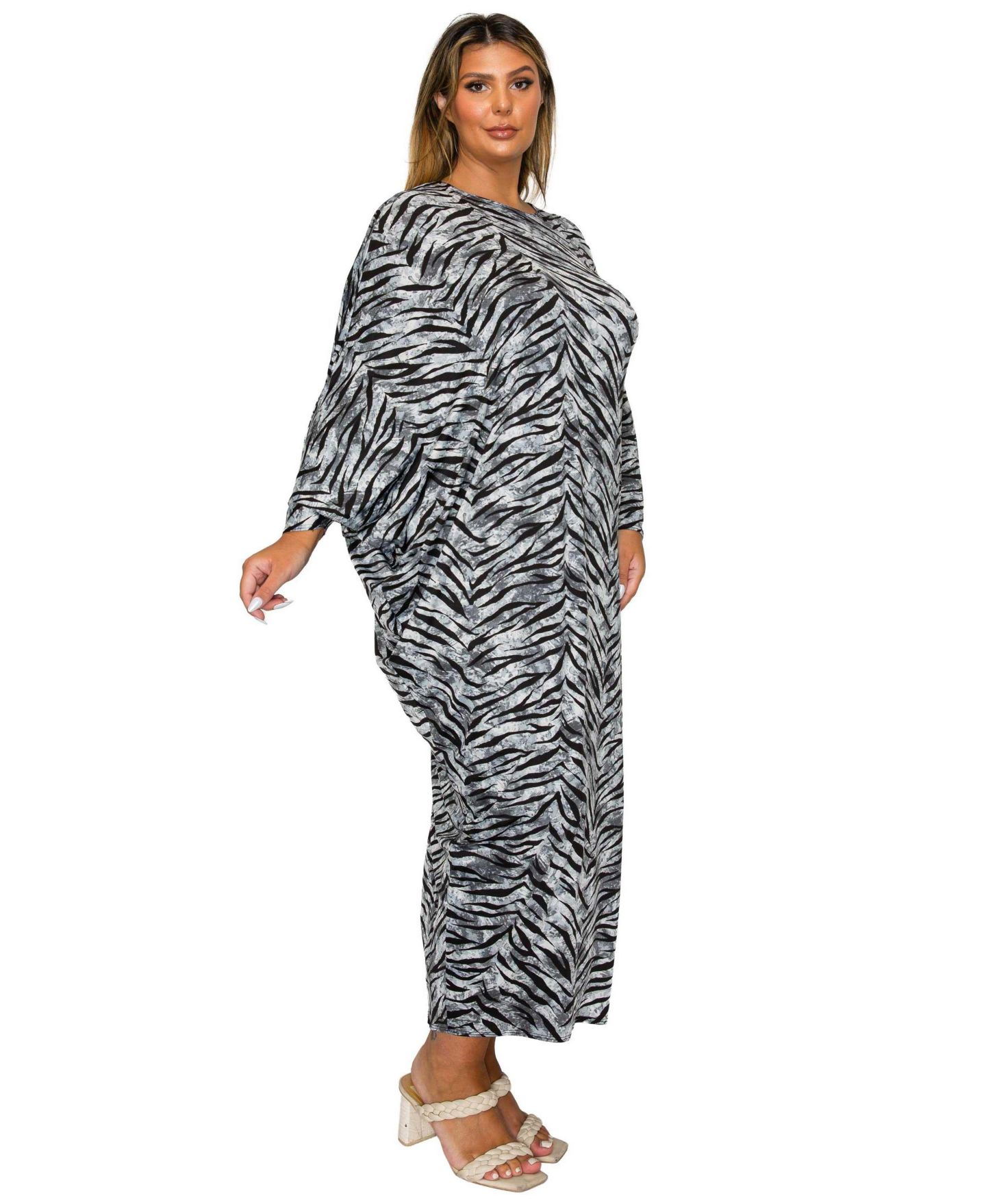 Женское платье L I V D Plus Size Mary J Asymmetrical Maxi, цвет: Серый чёрный — фото 2