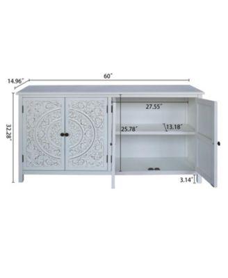 60" White Accent Storage Cabinet with 4 Doors