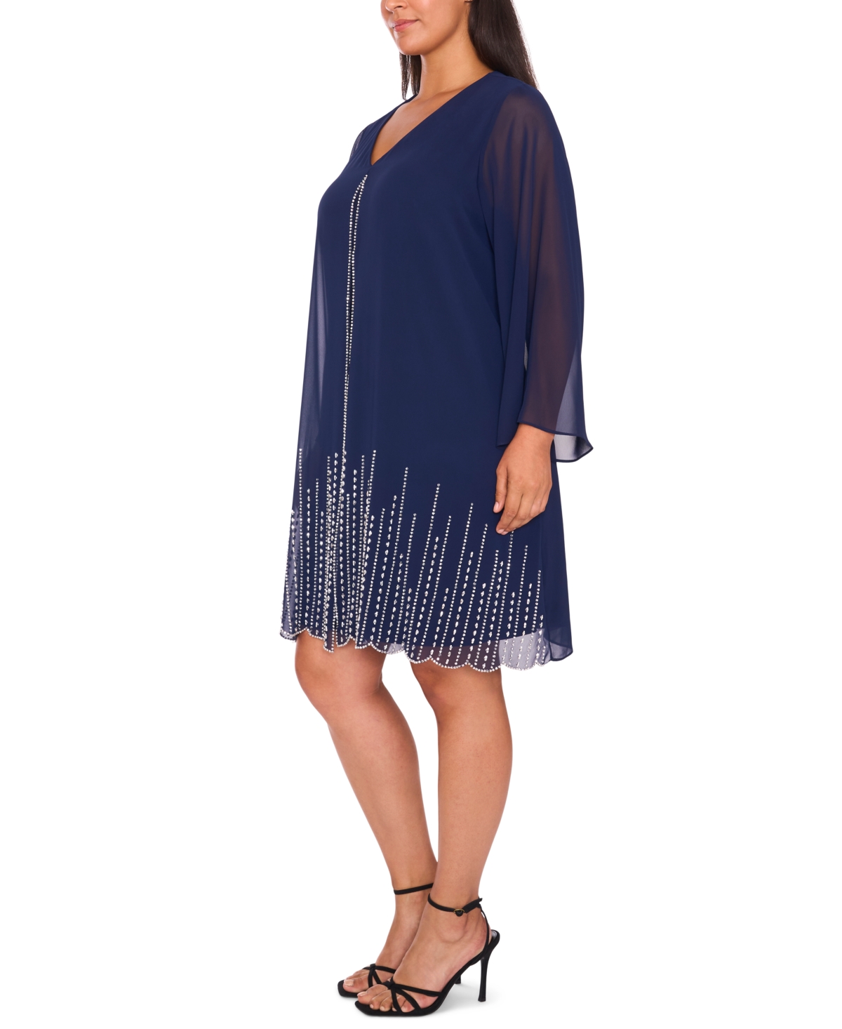 Msk Plus-Size Women's V-Neck Midi Dress