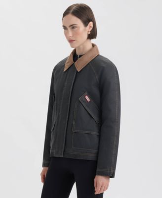 Women's Short Faux Fur-Lined Waxed Jacket