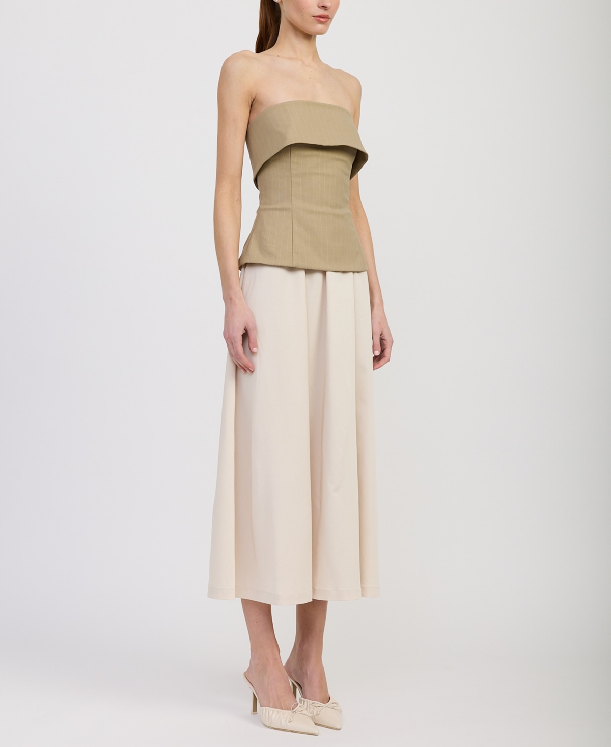 En Saison Women's Arden Mixed Media Strapless Sleeveless Dress In Brown