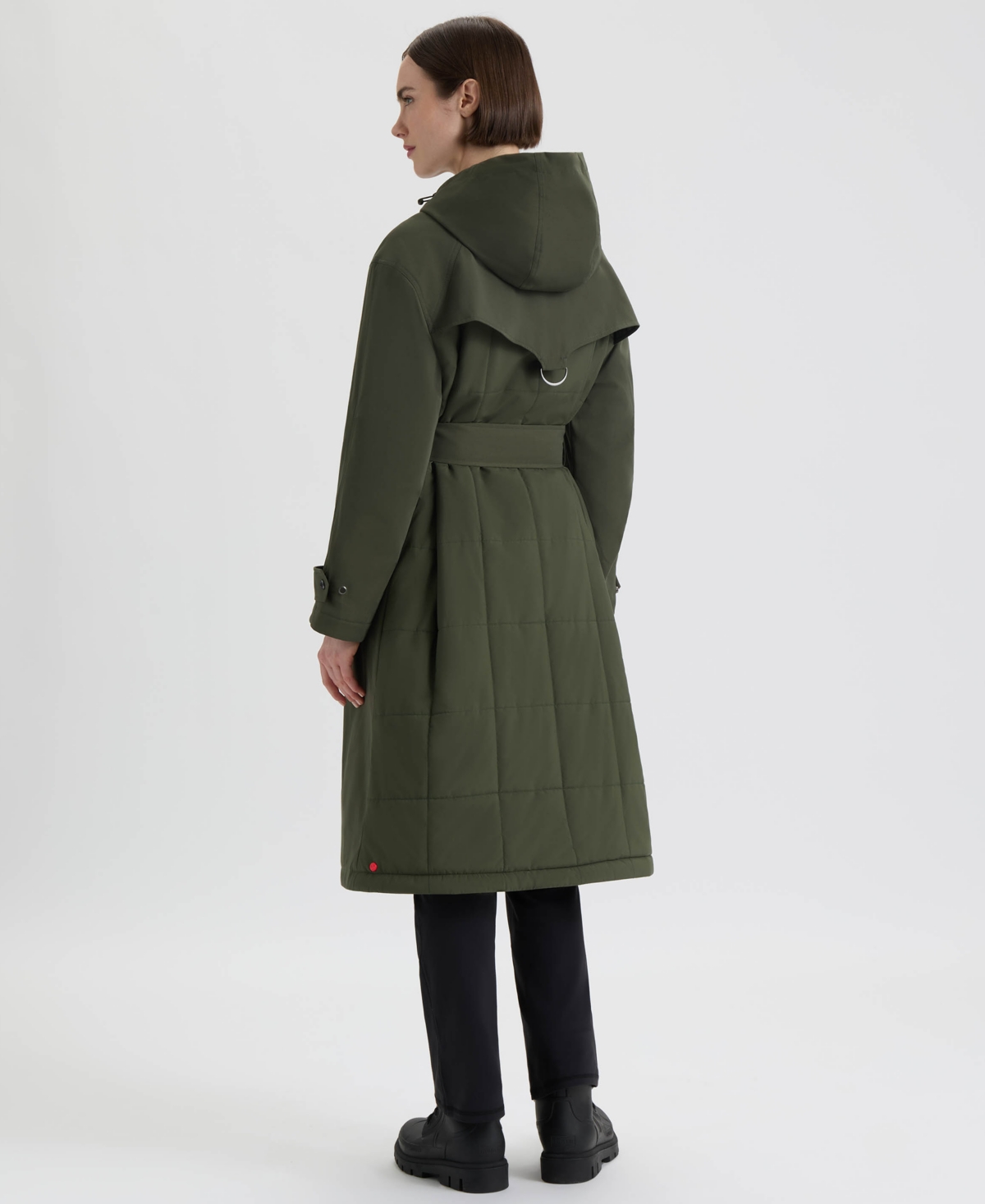 Hunter Violet Hooded Long Trench Coat In Gray