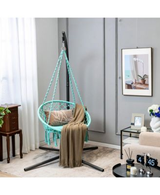 Hammock Swing Chair with Cushion Hanging Hardware Kit Indoor Outdoor