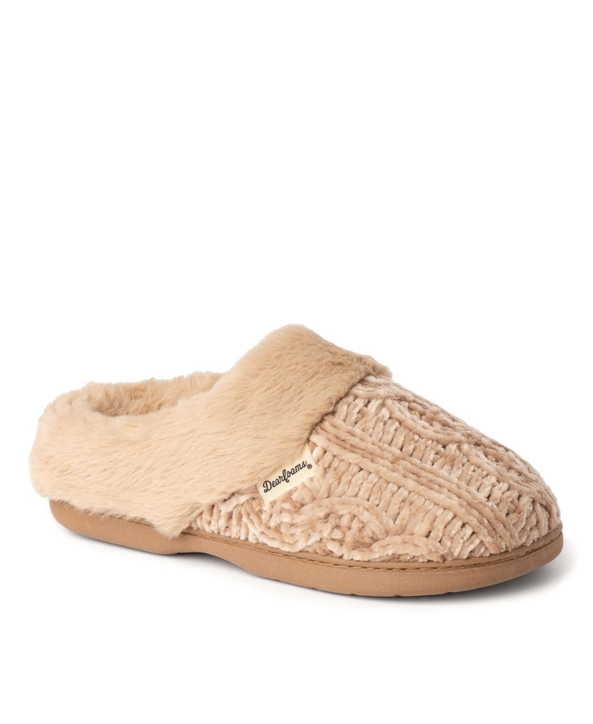 Dearfoams Womens Claire Cable Knit Chenille Clog House Shoe Slipper